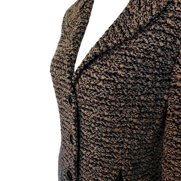 St. John Jacket Blazer Tweed Black Brown Blue Bronze size 8 Pockets Wool Blend - Picture 11 of 16